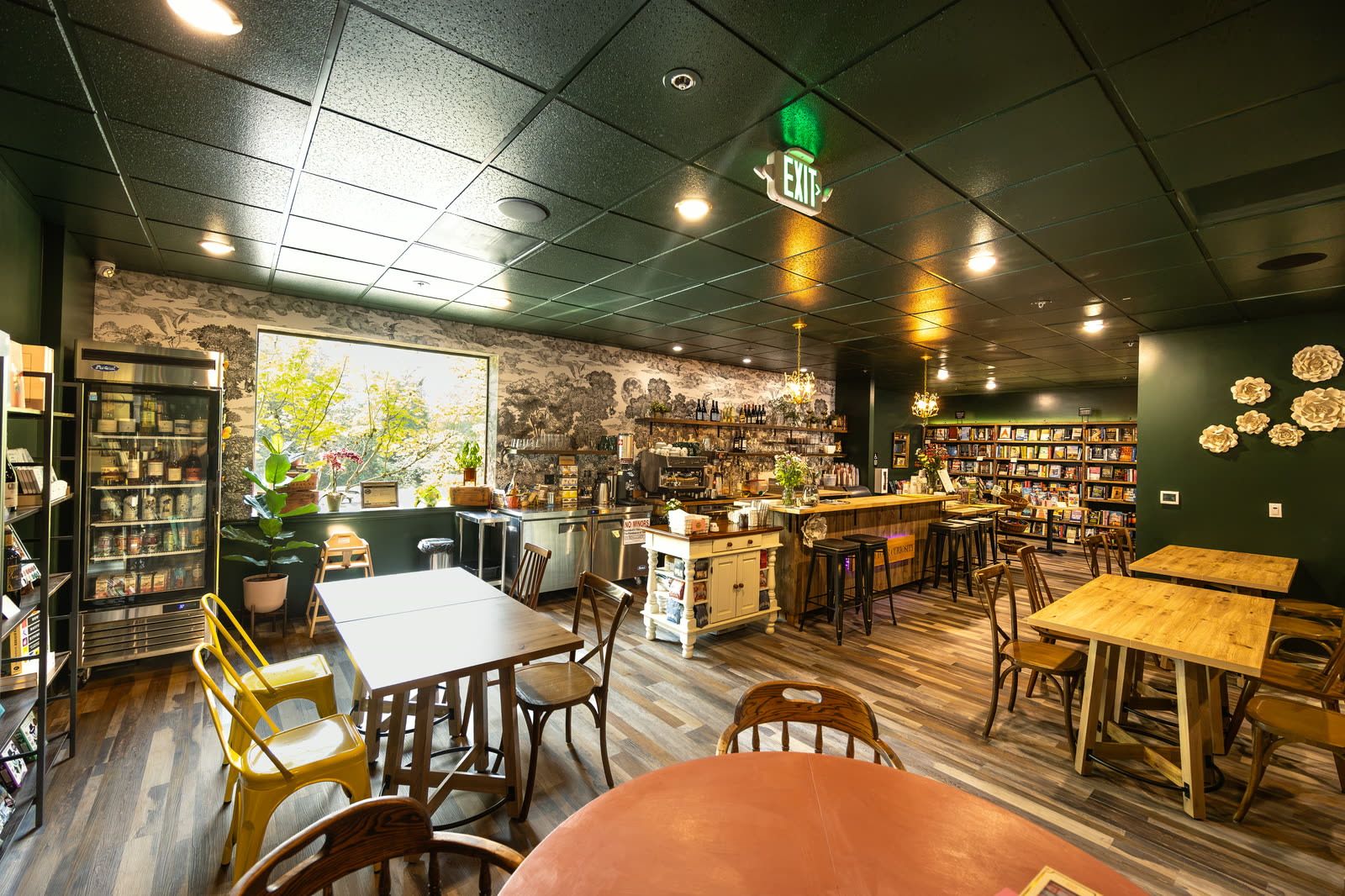 Cafe seating area inside Thirsty Caterpillar bookstore in Lake Oswego, built out by Modern Northwest